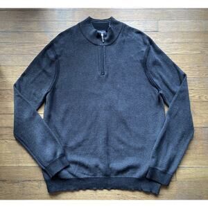 TOMMY BAHAMA Reversible Grey/Black 1/4 Zip Pima Cotton Sweater sz XXL